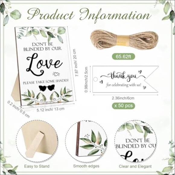 Polycarbonate Wedding Sunglasses Set with Wood Sign and Cards main image 4